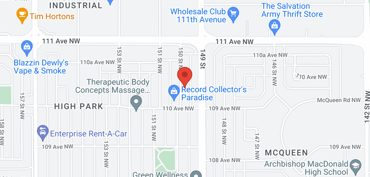 map of 11029 150 ST NW NW